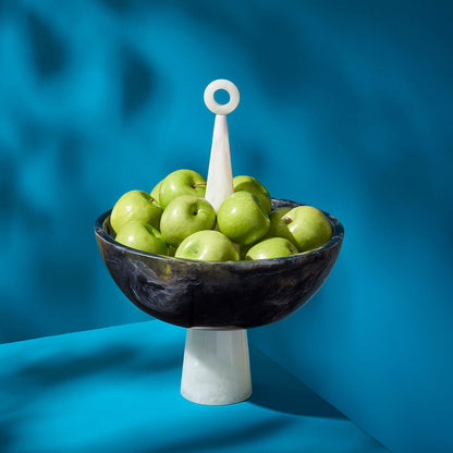 Ciotola con puntale bianco e nero Como