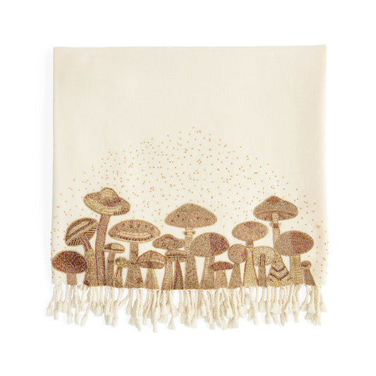 Coperta decorata con funghi