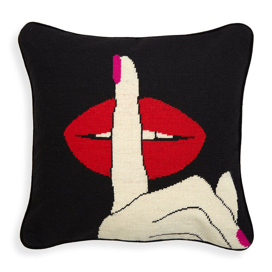 Cuscino con ricamo a punto croce "Lips Hush"